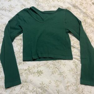 Aura Green Asymmetrical Crop Blouse